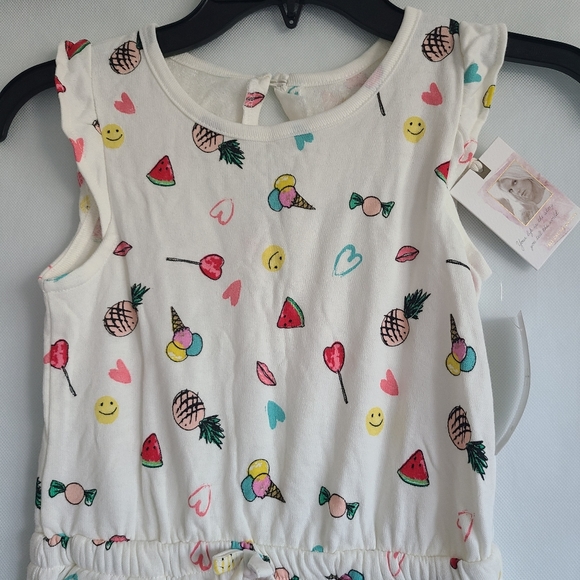 Jessica Simpson Girls Sleeveless Romper in Sea Salt Sweets - Picture 6 of 6